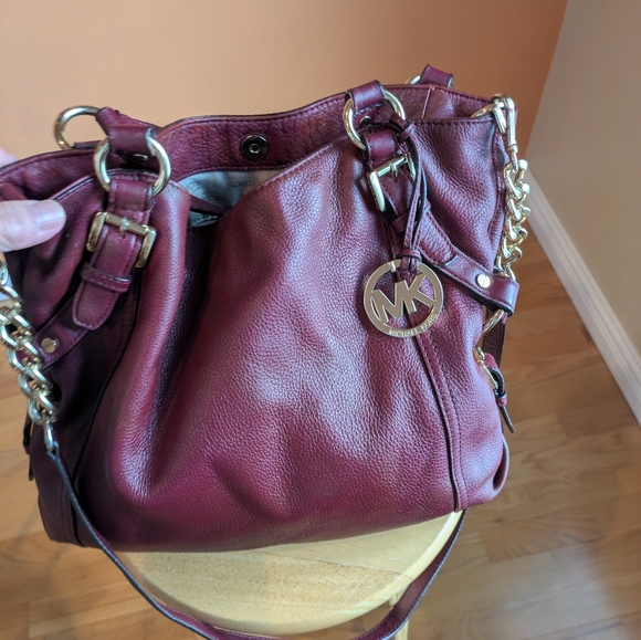 MICHAEL KORS BURGUNDY BAG Shoulder Leather Gold Hardwer - Picture 4 of 14